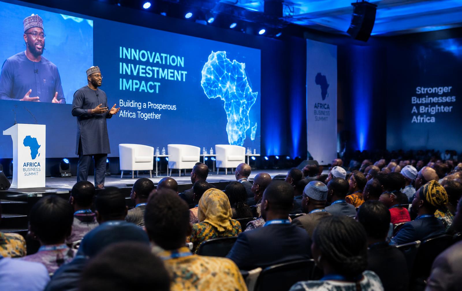 Speaker on stage at a business conference